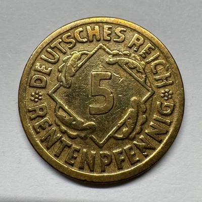 1924 Germany 5 Rentenpfennig - F - Coins #C-060 - Image 1 of 2