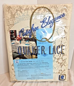 Quaker Lace Natural Whitehouse 72 x 90 Inches Oval Lace Table Cloth - Picture 1 of 6