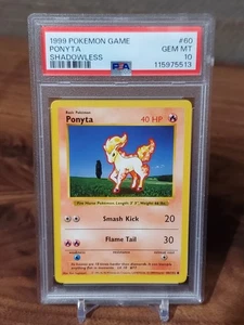 1999 POKEMON GAME #60 PONYTA PSA 10 GEM MINT BASE SET SHADOWLESS - Picture 1 of 2