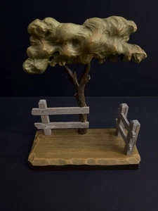 VTG. ANRI Italy Wood Carving Membership Renewal Tree Fence Display 8" - Picture 1 of 11