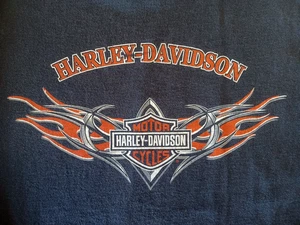 Harley-Davidson Men’s L Black T-Shirt Metallic Flame Logo Graphic Tee Motorcycle - Foto 1 di 15