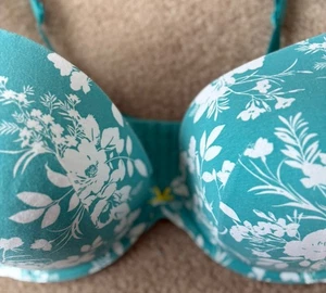 Reggiseno a tuffo taglia 46DD Lane Bryant cacique cotone boost turchese bianco fiore - Foto 1 di 4