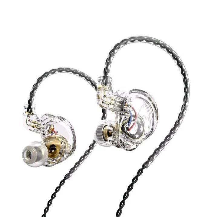 TRN CS4入耳式监听耳机双驱动器可拆卸电缆透明带麦克风 — 第 1/3 张图片