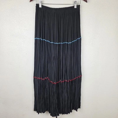 VTG SCULLY Broomstick Maxi Skirt M Black Beaded Festival Gypsy Pesant Folk Boho - Image 1 of 4