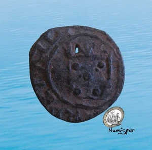 PORTUGUESE INDIA MALACA DINHEIRO 1521-1557 JOAO III GOMES 16.01 #6235# - Picture 1 of 2