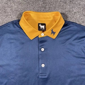 Goated Golf Navy Gold Polo Shirt Mens Large Stretch Performance Fabric - Picture 1 of 7
