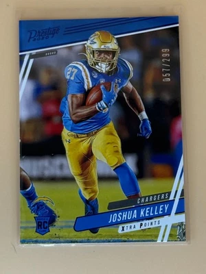 2020 Panini Prestige Rookies Xtra Points Blue 57/299 Joshua Kelley #264 Rookie - Image 1 of 3
