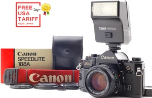 [Fast neuwertig mit Blitz] Canon A-1 analoge Kleinbildkamera neues FD 50mm F1.4 Objektiv aus Japan - Bild 1 von 16