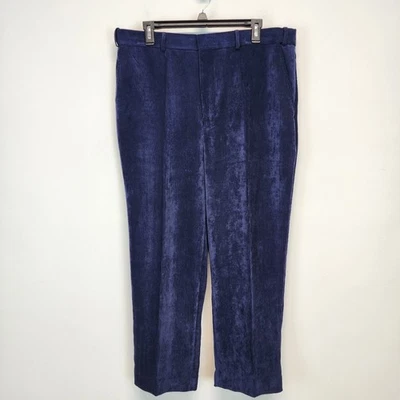 Haband Lions Den Corduroy Pants Trousers Mens 34x28 Blue Straight Leg Flat Front - Image 1 of 4