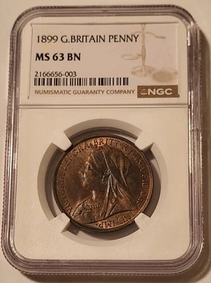 Great Britain Victoria 1899 Penny MS63 BN NGC - Image 1 of 4
