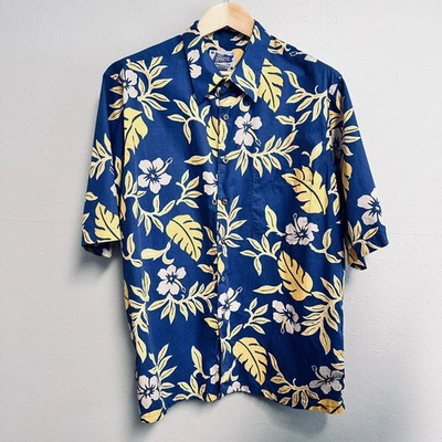 Camisa Hawaiana Reyn Spooner Deportiva Para Hombre Azul Amarillo Floral Abotonada XL  Foto 1 de 4