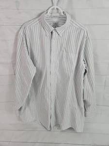 L.L.Bean Herren 18/36 blau/weiß gestreiftes Langarm Button Down Hemd faltenfrei - Bild 1 von 15