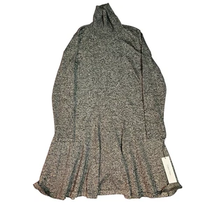 NEW Calvin Klein XL Metallic Turtleneck Sweater Dress Flounce Blk Gold Holidays - Picture 1 of 15