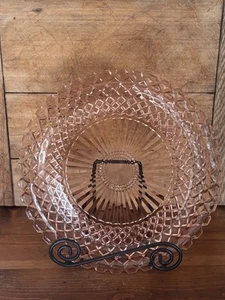 Vintage Jeanette Windsor Diamond PINK DEPRESSION GLASS Platter 13.75 In - Picture 1 of 6
