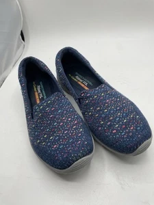 Scarpe slip on donna Skechers reggae fest vimini blu navy vestibilità rilassata taglia 8 - Foto 1 di 8