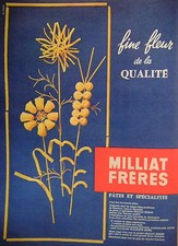 1961 MILLIAT BRERES FINE FLEUR LA QUALITYE LES BON PASTES PRESS ADVERTISEMENT