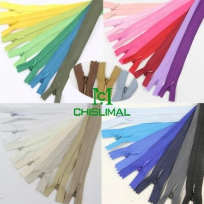 Lot Nylon Zipper 3# Invisible Zippers Tailor Sewing Craft Colorful 8-24 Inch - Image 1 of 4