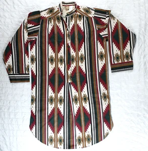 Vestido Pullover Vintage Woolrich Azteca Algodón Franela 1/2 Botones EE. UU. Talla GRANDE - Imagen 1 de 10