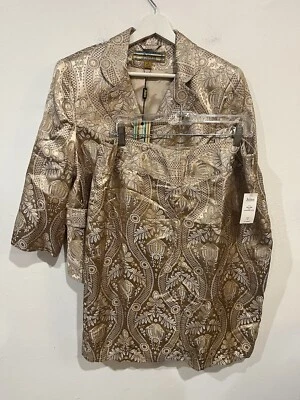 Allen B. Schwartz блейзер и юбка металлический серо-коричневый с подкладкой цветочный карьера женщин Sz 16 - Изображение 1 из 4