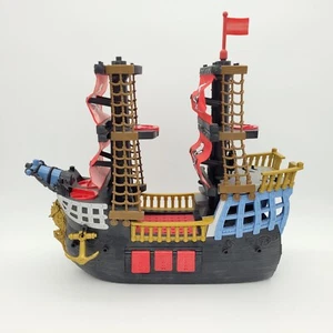 Fisher Price Mattel Imaginext Black Red Pirate Ship Rare Crossbone Sails Retired - Picture 1 of 8