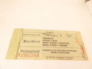 WALT DISNEY WORLD - MAGIC KINGDOM - BILLET "A" TICKET - MAIN STREET FANTASYLAND - Imagen 1 de 14