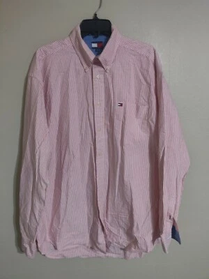 Camisa informal vintage Tommy Hilfiger rayas rojas claras L/S abotonada - XL para hombre Foto 1 de 3