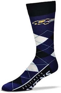 Baltimore Ravens Argyle Socks Crew Length One Size Fits Most NEW! - Picture 1 of 2