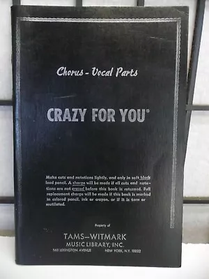 Vintage 1993 Chorus - Vocal Parts Crazy For You Musical Tams-Witmark Library - Image 1 of 4