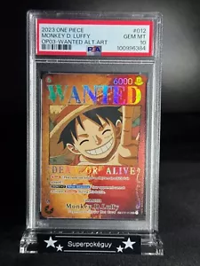 PSA 10 GEM MINT 2023 One Piece English OP03-012 WANTED Alt Art Monkey D. Luffy - Bild 1 von 2