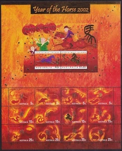 MINT 2002 CHRISTMAS ISLAND LUNAR YEAR OF THE HORSE STAMP SHEETLET - Picture 1 of 1