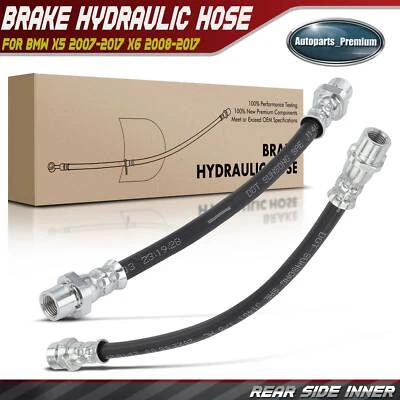 2x Rear Left & Right Inner Brake Hydraulic Hose for BMW X5 2007-2017 X6 08-17 - Image 1 of 4