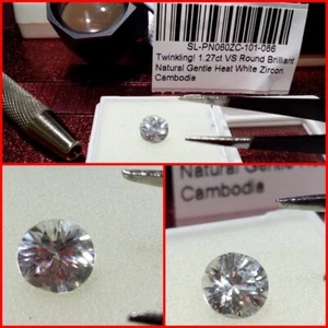 Zircón natural VS Redondo de Camboya 1.27 Cts. - Imagen 1 de 7