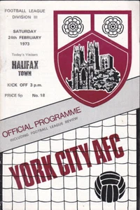 York City V Halifax Town 1972/73 24-02-1973 División 3 - Imagen 1 de 1