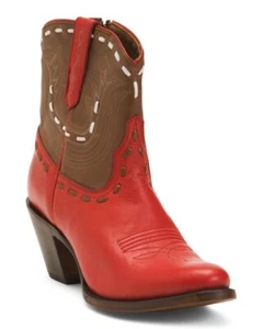 ❤️ Lucchese Damen Leder Western Boho Rot/Braun Cowgirl Größe 8 Neu mit Etikett - Bild 1 von 7