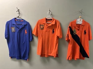 Ralph Lauren 3 Polo Uomo Large Blu Arancione Big Pony Marine Estate Classica - Foto 1 di 14