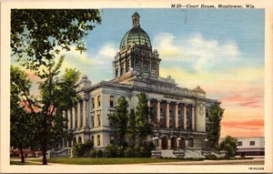Court House Manitowoc Wisconsin Linen Postcard - Picture 1 of 2