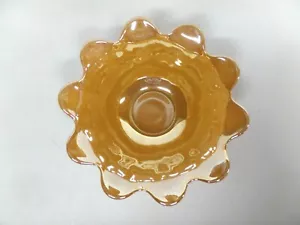 Vintage orange irisierende Glas Schüssel Schale gewellte Oberseite 5 1/4" Durchmesser - Bild 1 von 11