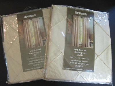 Pier 1 Imports Lined Drapery Window Curtains 54 X 84” IVORY DIAMOND 2 panels NIP - Image 1 of 4
