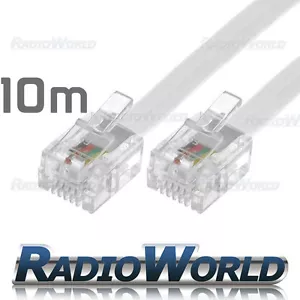 10M Metre RJ11 TO RJ-11 Cable Broadband Modem / Internet Lead Long DSL White - Picture 1 of 1