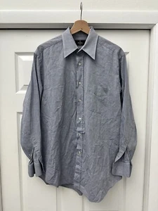 FENDI UOMO Men’s Size 16 Large 34 Light Blue Long Sleeve Button Up Cotton Shirt - Picture 1 of 6