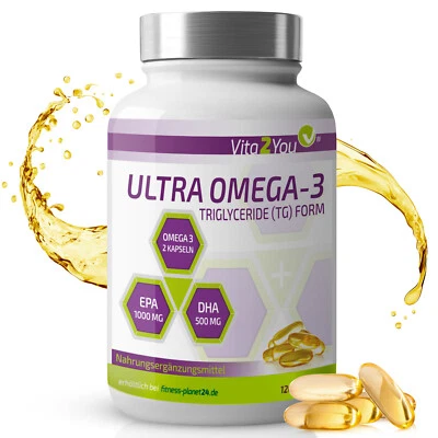 Vita2You Ultra Omega 3 Kapseln 2000mg - 1000mg EPA & 500mg DHA pro 2 Kapseln - Bild 1 von 4