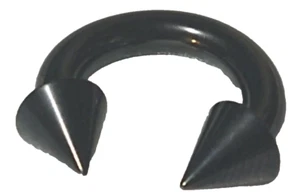 1 Set 2g 1/2 Shiny Black Anodized Horseshoe Spike Ear Nose Ring Surgical Steel - Picture 1 of 2