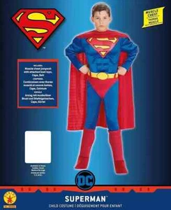 Super DC Heroes Deluxe Muscle Chest Superman Costume With Cape Child Size Small - Picture 1 of 6