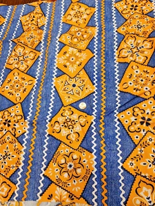 1970s Vintage Cotton Remnants with Denim, Ricrac & Bandana Print - Great accent! - Picture 1 of 9
