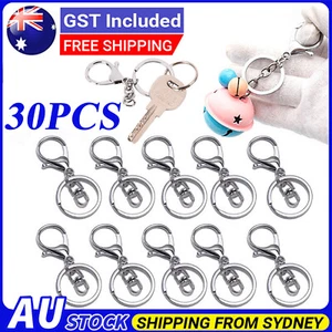 30x Swivel Keyring Lobster Clasps Keychain Key Ring Clasp Lanyard Trigger Silver - Picture 1 of 12