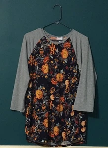 Neu mit Etikett ~ LuLaRoe Randy ~ 2XL ~ MARINEBLAU HERBST ORANGE BLUMEN GEBLÜMT * EINHORN * RARITÄT - Bild 1 von 2