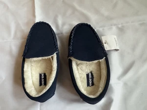 Lands End Youth Boys Slip on Shoes Moccasins Suede Size 11M Navy Blue New Cozy - Picture 1 of 3
