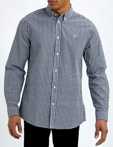 RRP.£39 Brand New Crew Clothing Company Classic Gingham Navy Shirt Size S - Picture 1 of 15