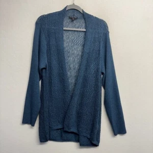 Cárdigan abierto Eileen Fisher tejido lana azul túnica 1x - Imagen 1 de 7