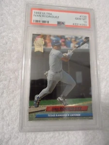 1992 Fleer Ultra #139 Ivan Pudge Rodriguez Rookie Card Rangers HOF PSA 10 GEM MT - Picture 1 of 4